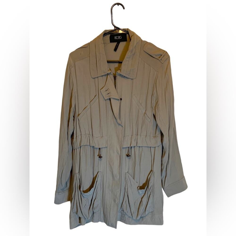 BCBG Paris Utility Jacket Lightweight Olive Green Size 8